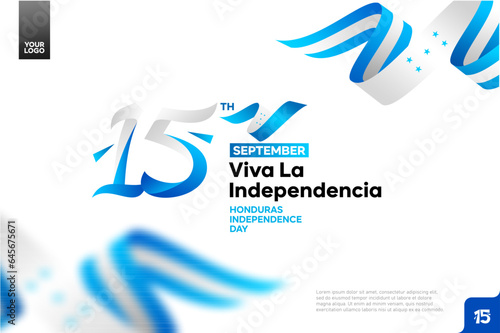 Honduras independence day logotype september 15th with flag background photo