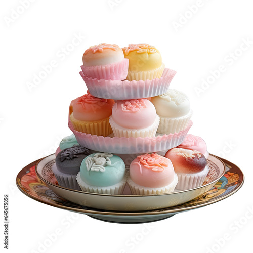 During Chinese New Year celebrations Fa Gao or fortune cake is a special steamed cupcake called Kue mangkok transparent background photo