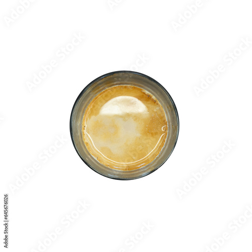 Iced coffee with ice cubes in a glass isolated on white background