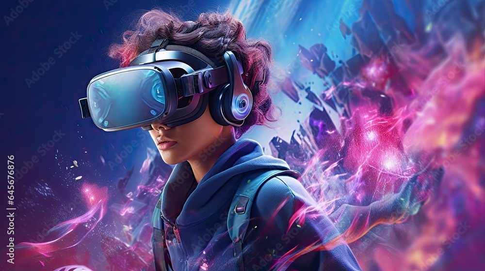Metaverse digital cyber world technology, people with virtual reality VR goggle playing AR augmented reality game and entertainment, futuristic metaverse gameFi NFT game ideas, Generative AI Metaverse digital cyber world technology, people with virtual reality VR goggle playing AR augmented reality game and entertainment, futuristic metaverse gameFi NFT game ideas, Generative AI