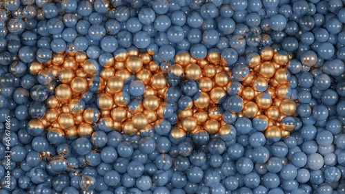 Abstract 3d animation of the date of the outgoing year 2023 and a lot of balls that are like puzzles, like a mosaic form the new year 2024. Abstract idea of a new year consisting of many days.