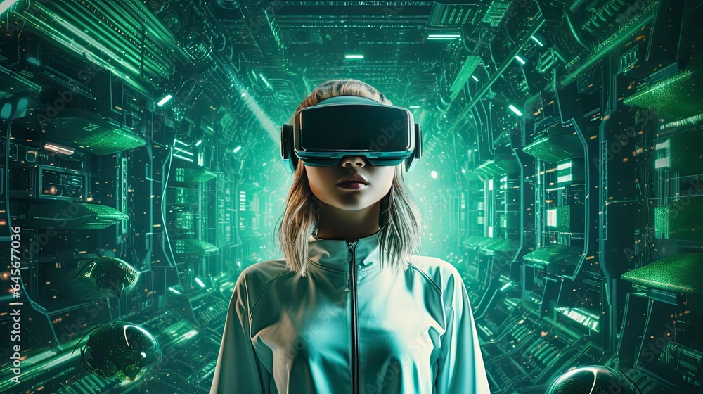 Metaverse digital cyber world technology, people with virtual reality VR goggle playing AR augmented reality game and entertainment, futuristic metaverse gameFi NFT game ideas, Generative AI Metaverse digital cyber world technology, people with virtual reality VR goggle playing AR augmented reality game and entertainment, futuristic metaverse gameFi NFT game ideas, Generative AI