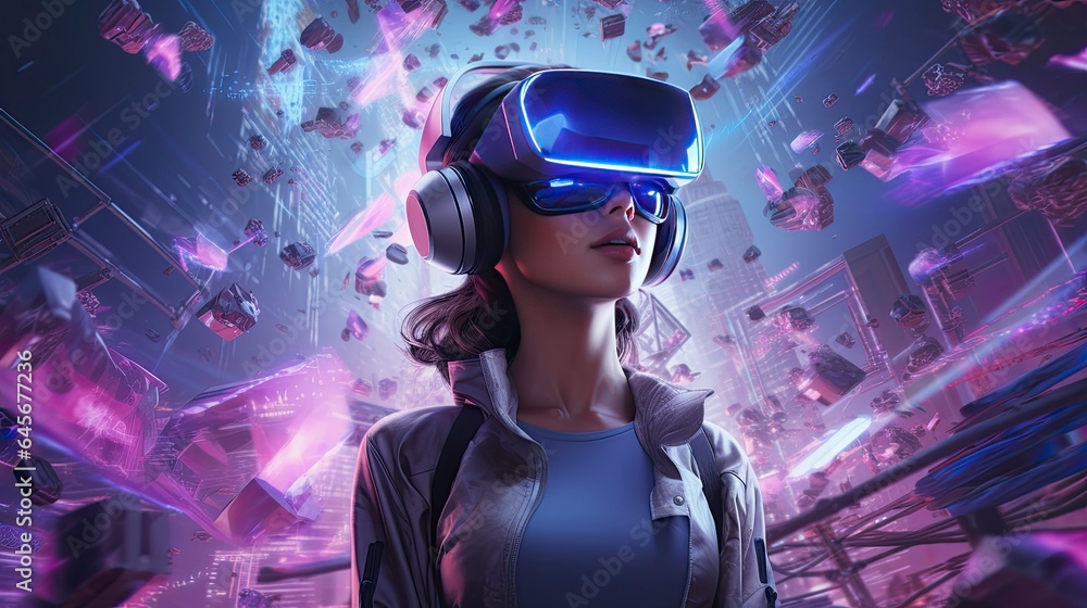 Metaverse digital cyber world technology, people with virtual reality VR goggle playing AR augmented reality game and entertainment, futuristic metaverse gameFi NFT game ideas, Generative AI Metaverse digital cyber world technology, people with virtual reality VR goggle playing AR augmented reality game and entertainment, futuristic metaverse gameFi NFT game ideas, Generative AI