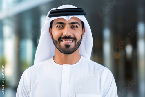 Emirati Businessman Embracing Tradition