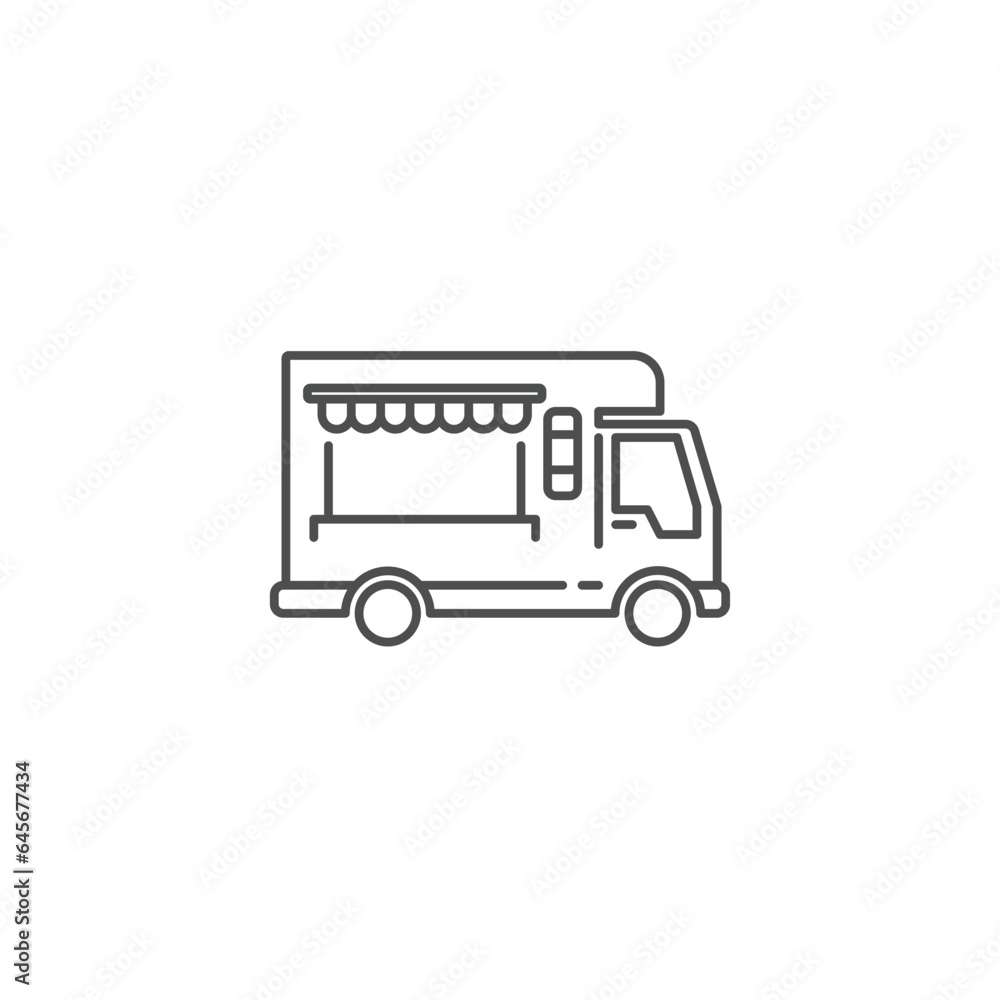 Food truck logo line icon