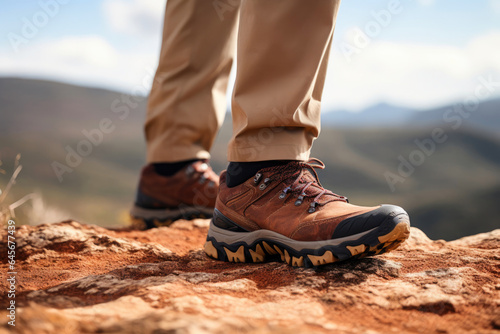 Close-up of Hiker's Leather Shoes