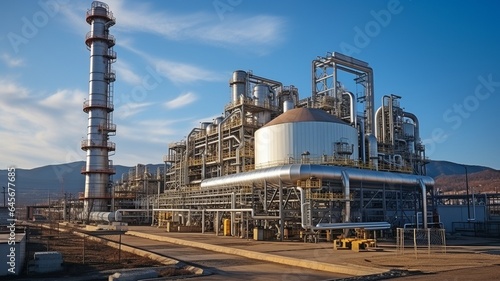 Pipelines and pipe rack of an industrial operation producing petroleum, chemicals, hydrogen, or ammonia.