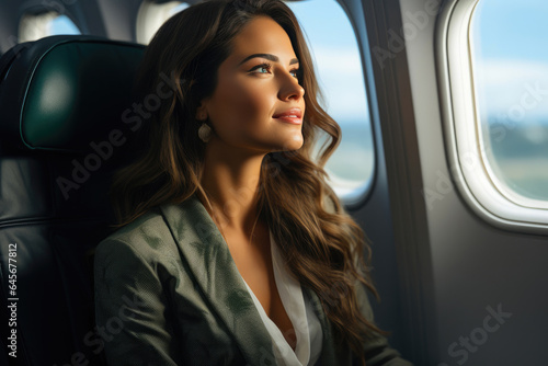 Portrait of a Joyful Woman During Air Travel © Andrii 