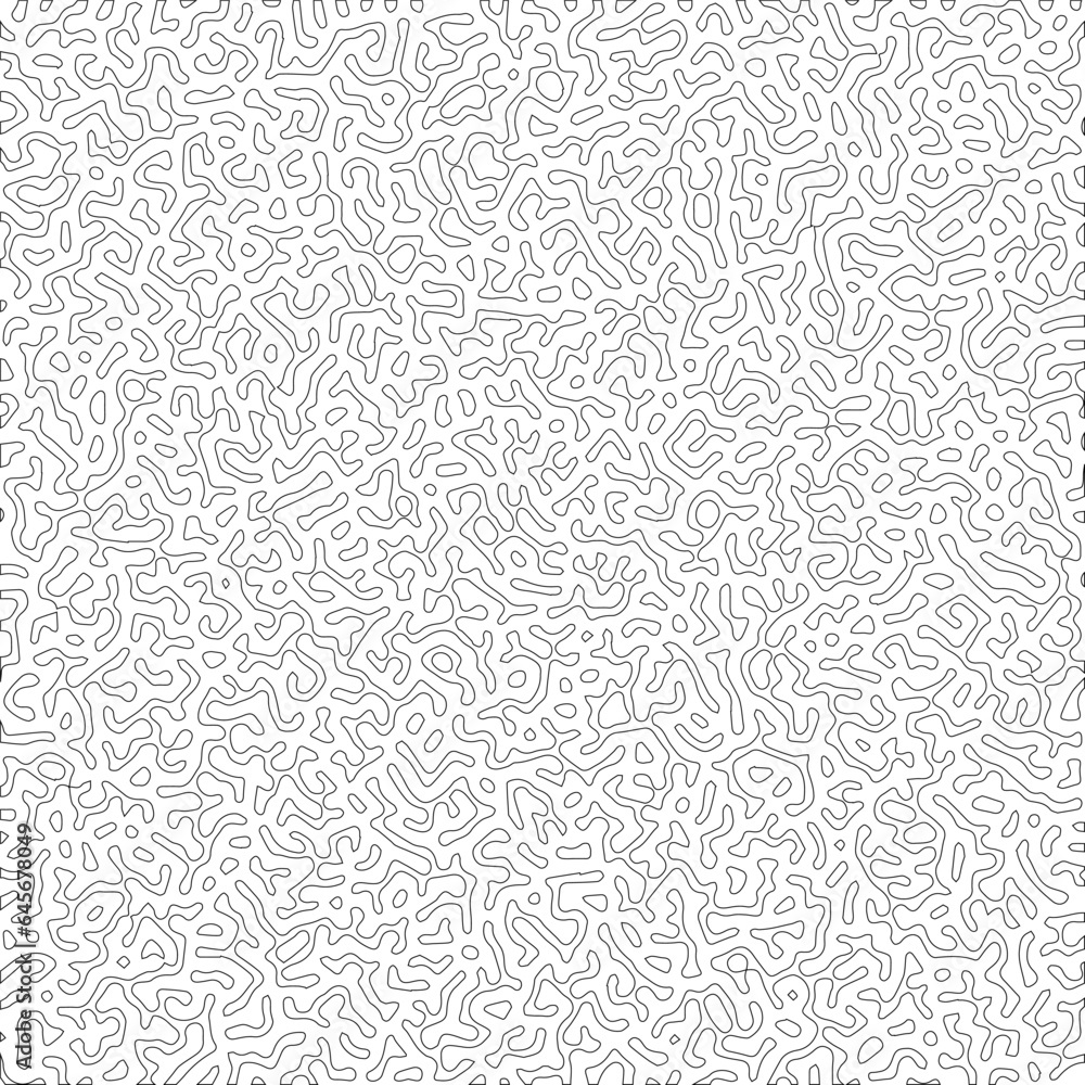 Turing black Lines Vector Abstract Background Outline Psychedelic Pattern. Intricate Ripple Structure Panoramic Minimalistic Wallpaper. Hypnotic Abstraction. Line Art Graphic Modern Illustration