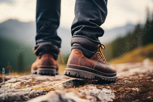 Hiking Boots on Rugged Terrain