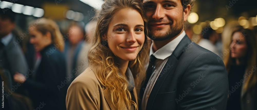 Obraz premium close-up of hugging office employees.
