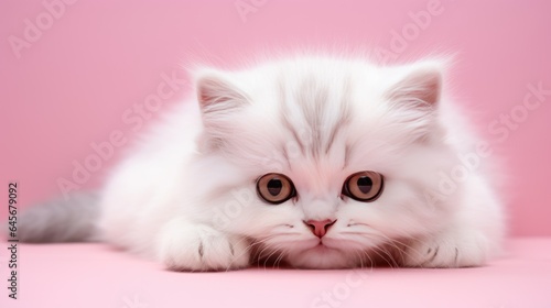 kitten on a pink background.