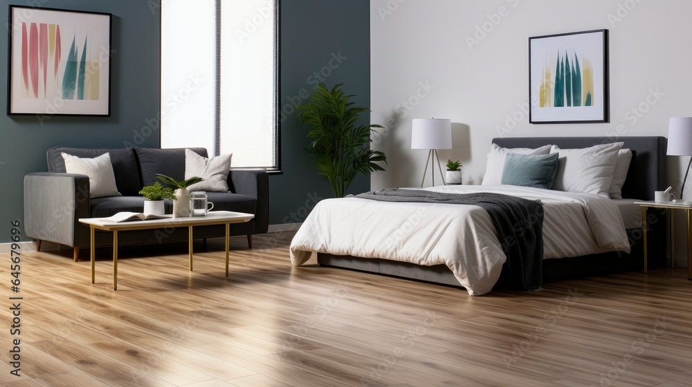 Condo one bed muji cozy style, Generative AI Condo one bed muji cozy style, Generative AI