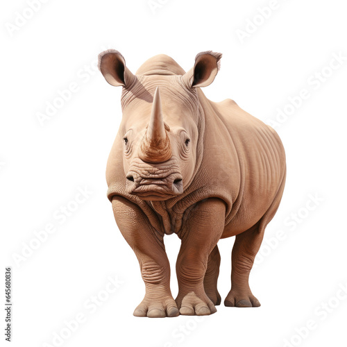 Close up of a large white rhinoceros grazing transparent background