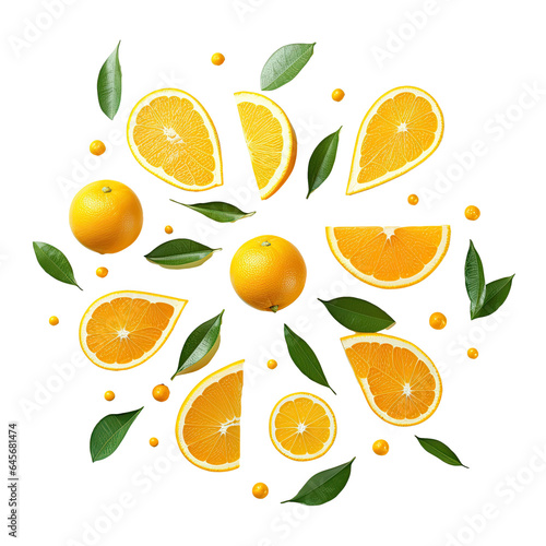 Fresh exotic fruits arranged like arrows on a transparent background