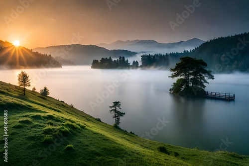 sunrise over the lake