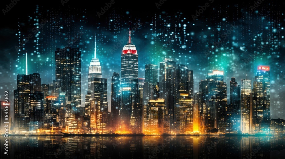 Digital City in metaverse background, Generative AI
