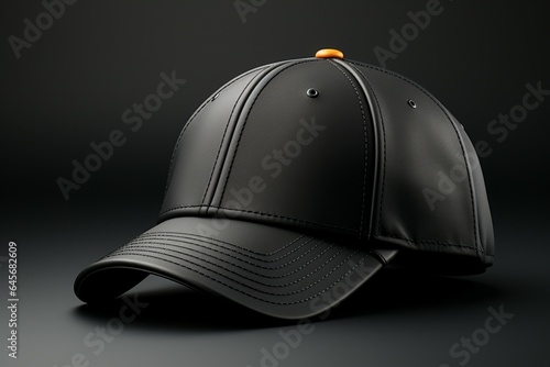 Four different angles showcase a mock up of a stylish black baseball cap