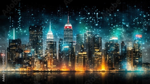 Digital City in metaverse background, Generative AI