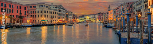 canale grande Venedig Rialto Brücke Abendrot Panorama