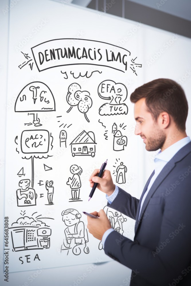 Businessman writing Insurance concept on screen Businessman writing Insurance concept on screen
