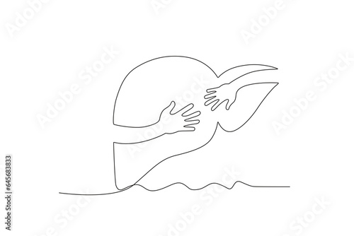 continuing the vector lines of the world hepatitis day concept for hands and hearts
