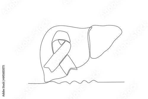 One continuous line drawing of the ribbon and the concept of world hepatitis day
