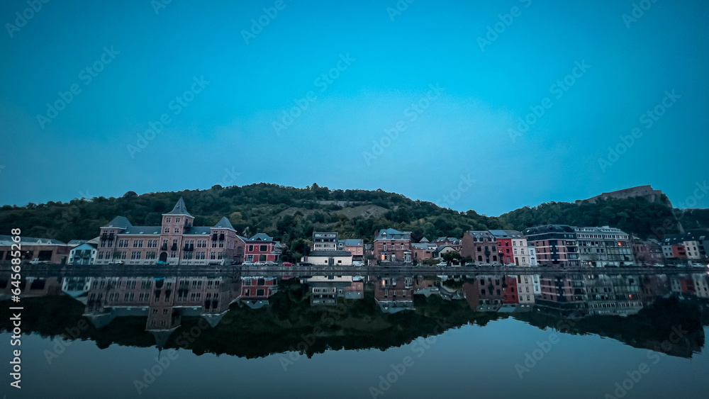 The view of Dinant from Meuse river in Belgium in summer