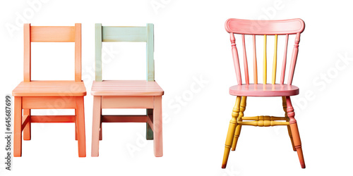 Wooden chair with two levels transparent background