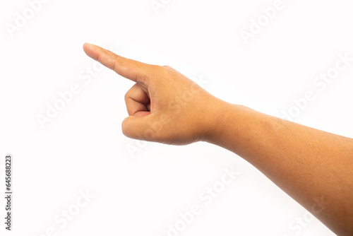 hand pointing with finger isolated on white background