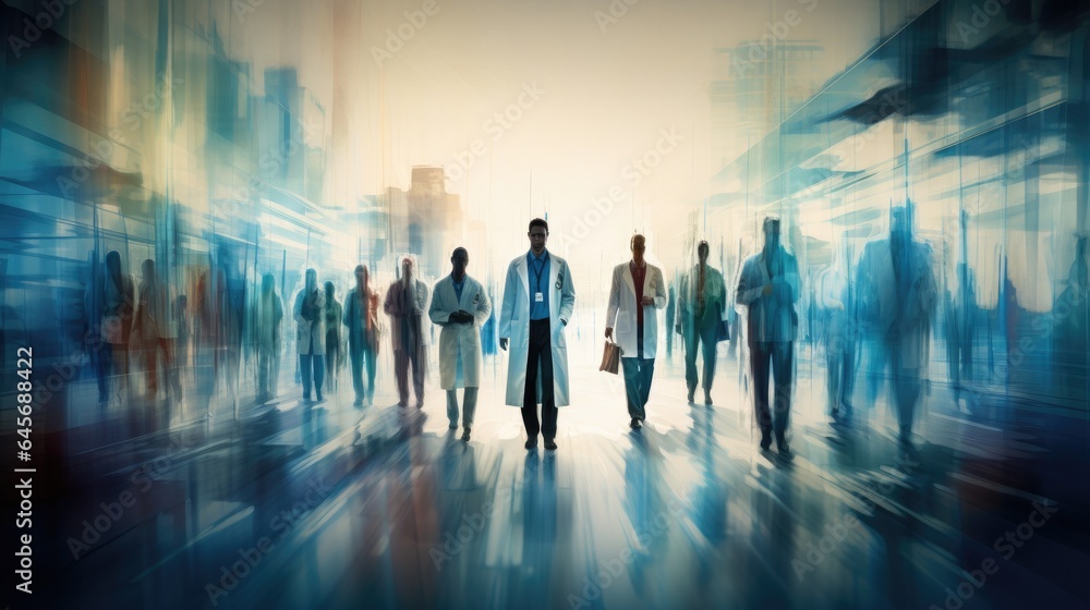 Doctors in front, blurred, doctor's day