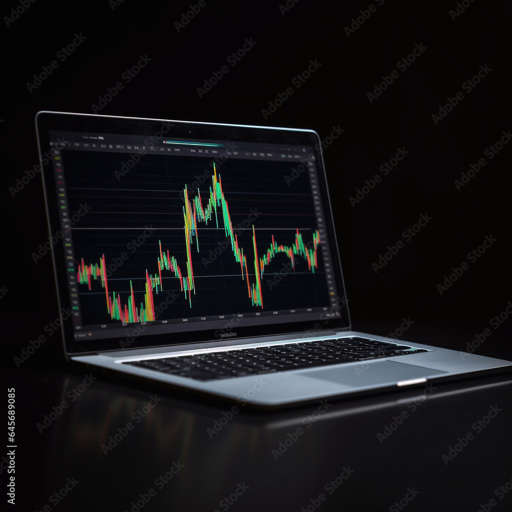 financial chart charts on laptop monitor financial chart charts on laptop monitor
