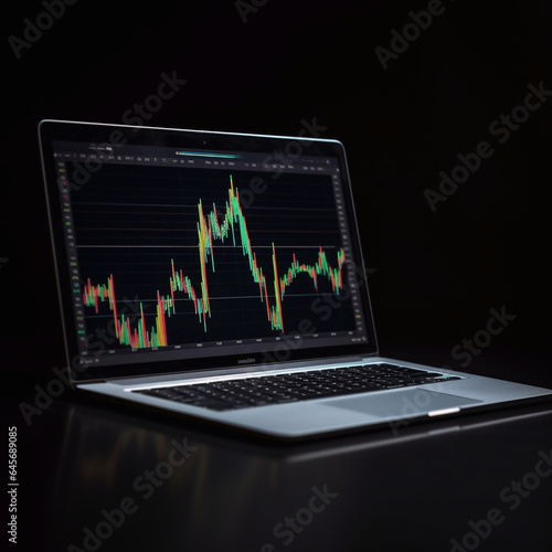 financial chart charts on laptop monitor
