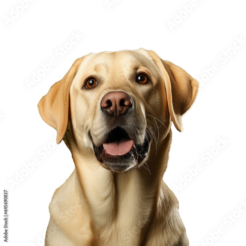 Assistive Yellow Lab locating ideal Christmas tree for removal transparent background