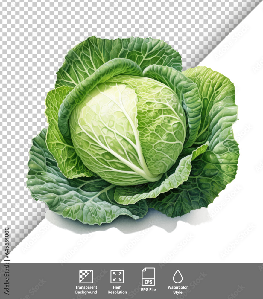 Fototapeta premium Cabbage isolated on transparent background. Vector illustration. 