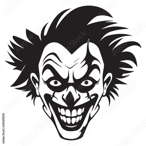 Icon Evil clown. Black and white. Vector illustration