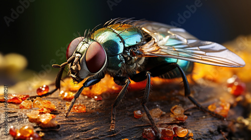Colorfull Insect of Common House Fly Focus on Foreground © Image Lounge