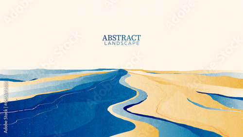 Abstract landscape painted in watercolor with a scuffed texture.