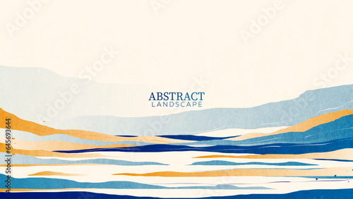 Abstract landscape with a lake.
