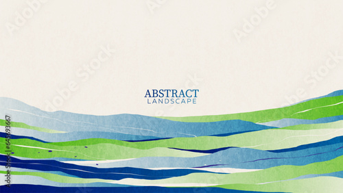 Abstract landscape painted in watercolor with a scuffed texture.