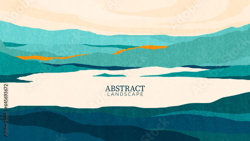 Abstract landscape with a lake.