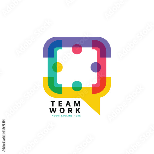People family together human unity chat bubble logo