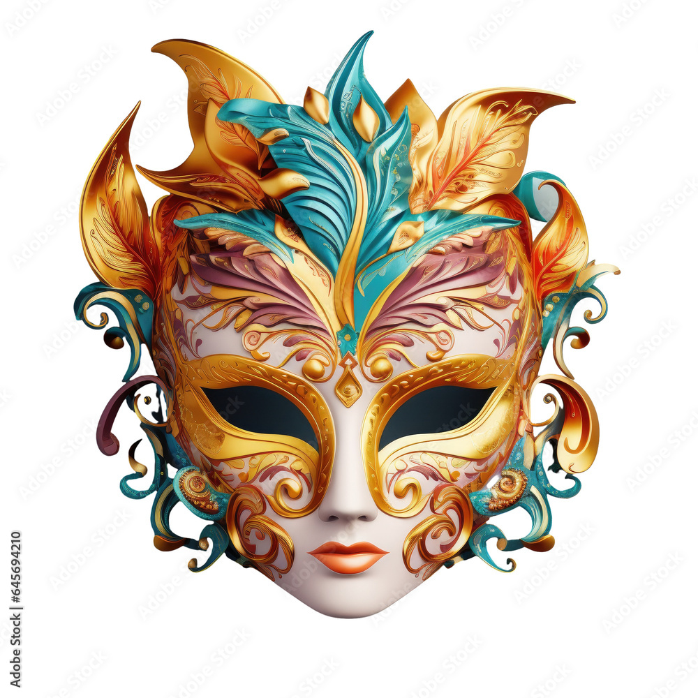 Carnival mask alone in the dark transparent background