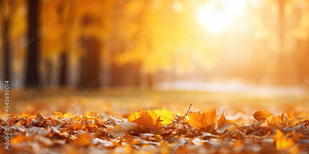 Autumn golden touch. Vibrant maple leaves. Nature canvas. Bright day. Maple in sunshine