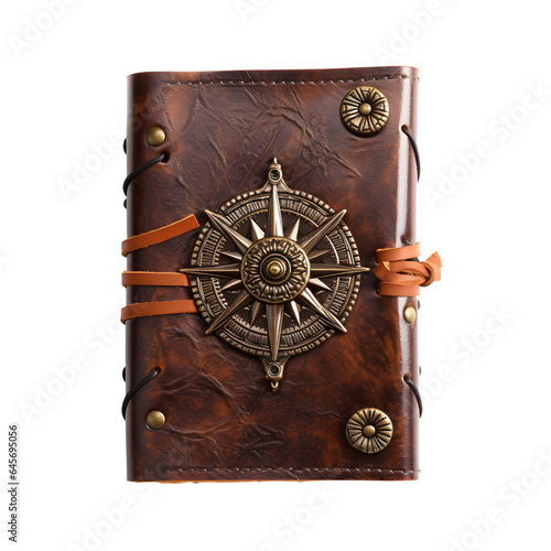 Vintage Leather Travel Journal Isolated on Transparent Background PNG