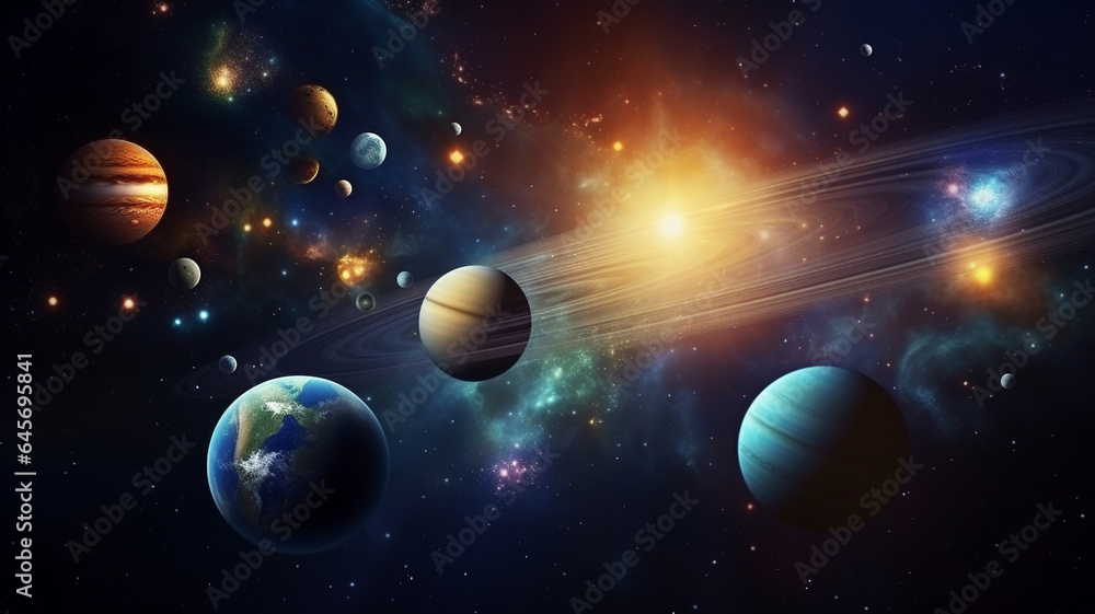 Solor system background. Generative AI Solor system background. Generative AI
