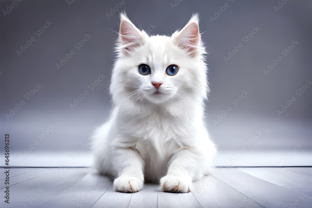 white kitten on white
