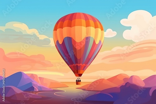 Colorful hot air balloons flying on sky, hot air balloons, Generative Ai illustration