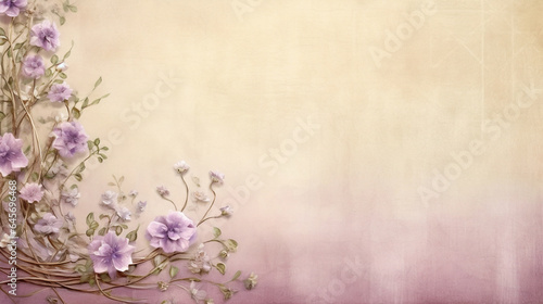Many Small Beautiful Pink Flower Blossoms on Purple Pastel Background with Copy Space Selective Focus