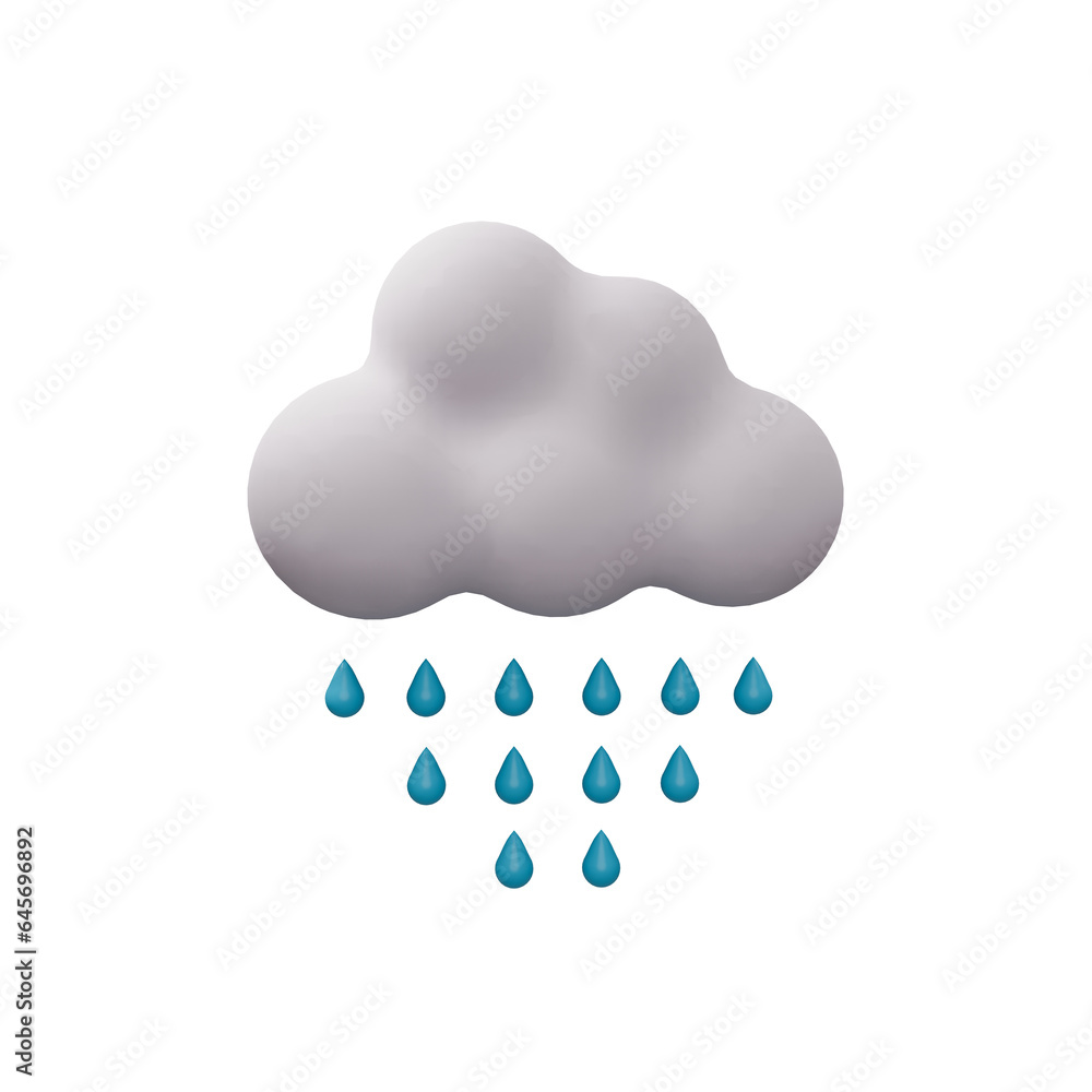 Raining cloud with rain drops 3D illustration Raining cloud with rain drops 3D illustration